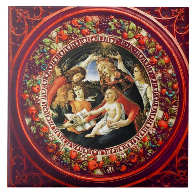 Madonna von Magnificat von Botticelli Round Fliese (Vorderseite)