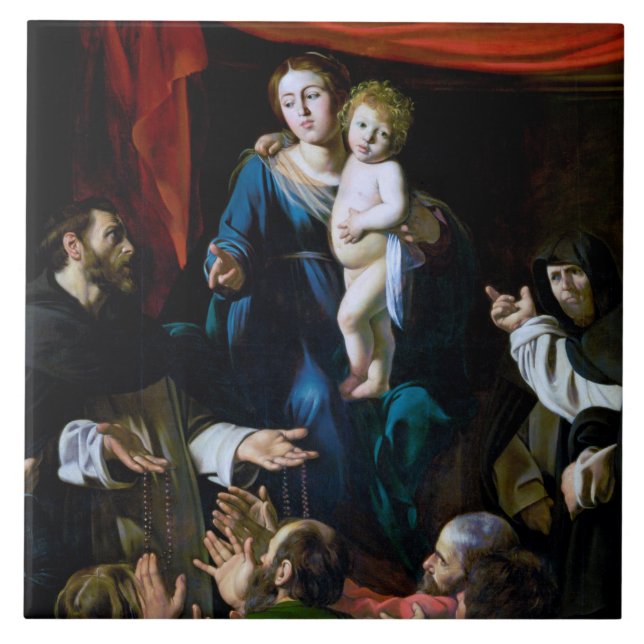 Madonna von Rosary, Caravaggio Fliese (Vorderseite)
