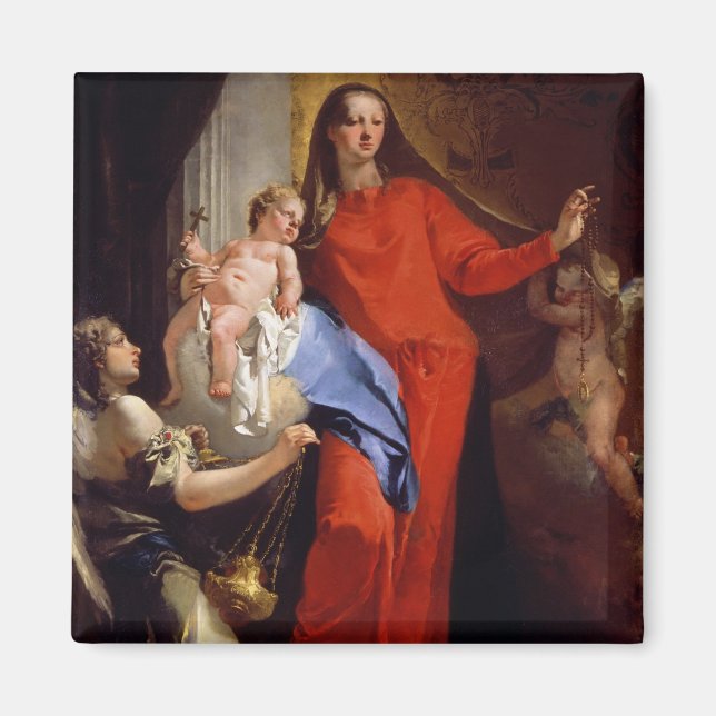 Madonna von Rosary (Öl auf Leinwand) Magnet (Vorne)