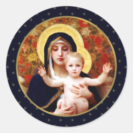 Madonna von W. Bouguereau. Fine Art Christmas Runder Aufkleber