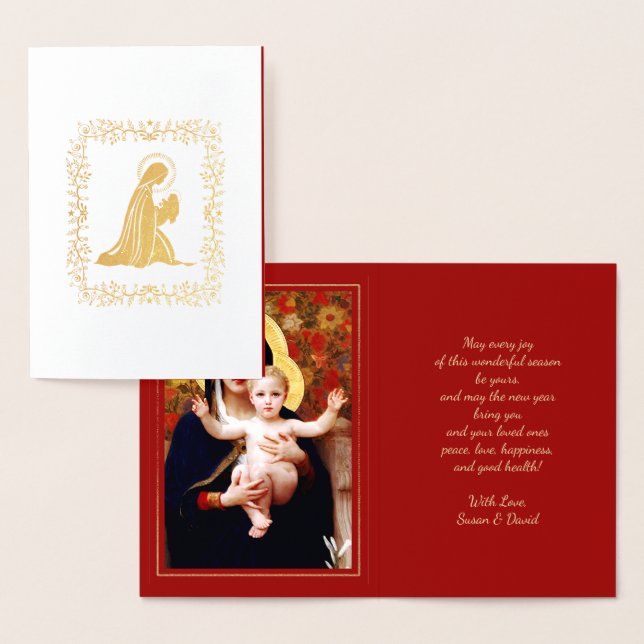 Madonna von W.Bouguereau Luxe Weihnachtsfest Folienkarte (Anzeige)