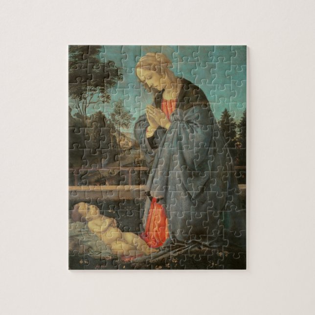 Madonna, welches das Kind, c.1477-80 anbetet (Öl (Vertikal)