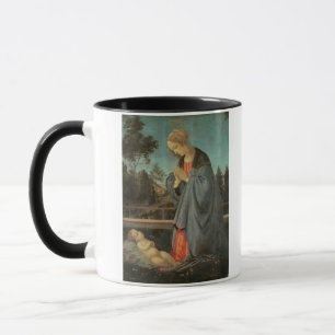 Madonna, welches das Kind, c.1477-80 anbetet (Öl Tasse