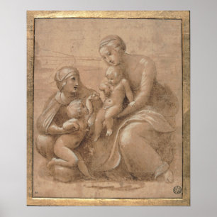 Madonnacol. Bambino-San giovannino e Sant Elisabet Poster
