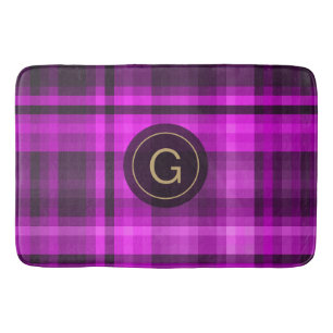Madras Hot Pink Muster Initial Personalisiert Badematte