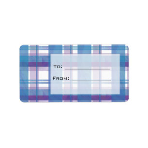 Madras Kariert Blau und Lila Adressaufkleber