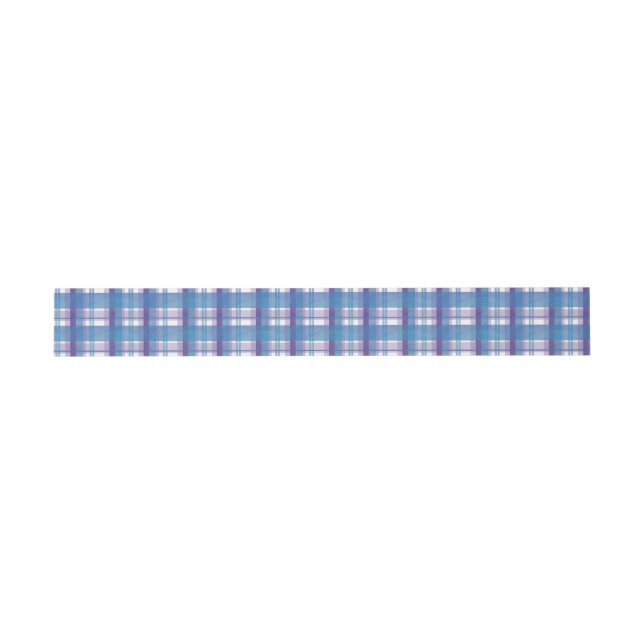 Madras Kariert Blau und Lila Einladungsbanderole (Flach)