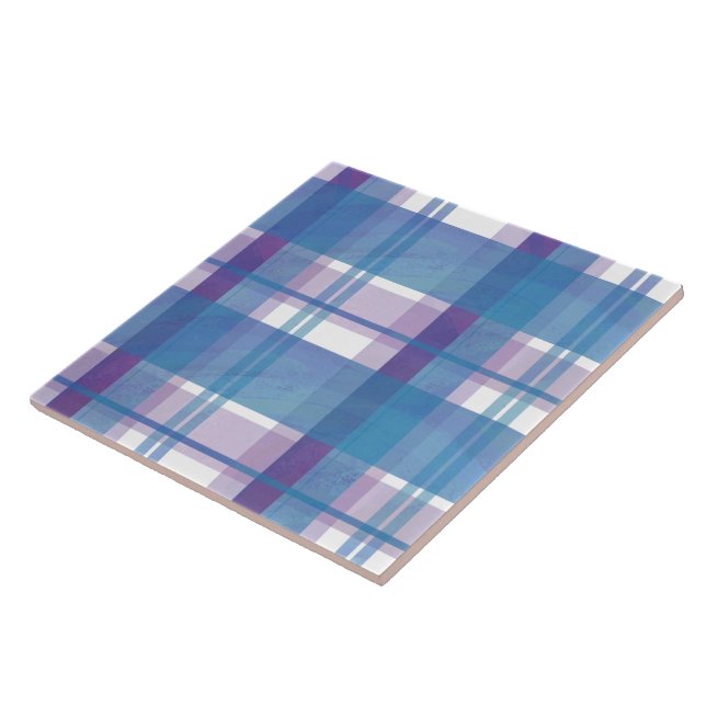 Madras Kariert Blau und Lila Fliese (Seite)