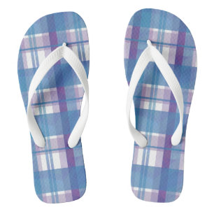 Madras Kariert Blau und Lila Flip Flops