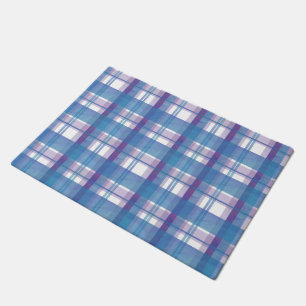 Madras Kariert Blau und Lila Fußmatte