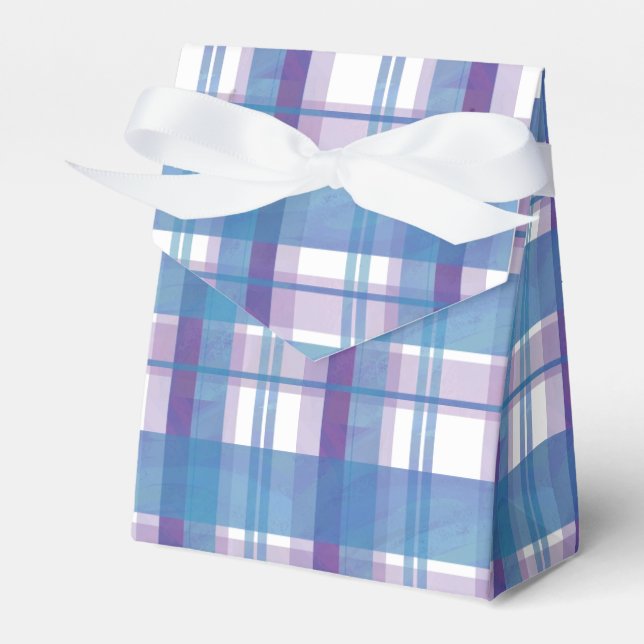 Madras Kariert Blau und Lila Geschenkschachtel (Vorderseite)