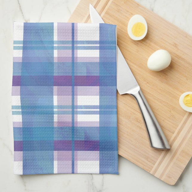 Madras Kariert Blau und Lila Küchentuch (Viertel Falte)