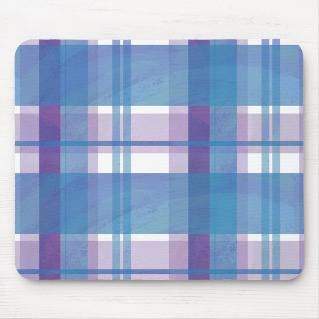 Madras Kariert Blau und Lila Mousepad (Vorne)