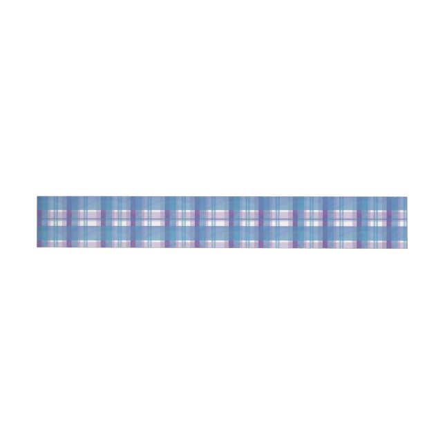 Madras Kariert Blau und Lila Rundum-Adressaufkleber (Person)
