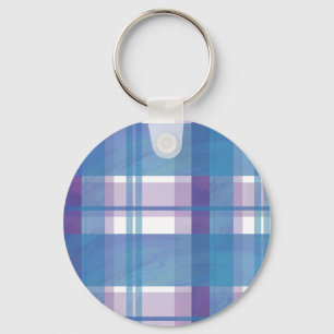 Madras Kariert Blau und Lila Schlüsselanhänger