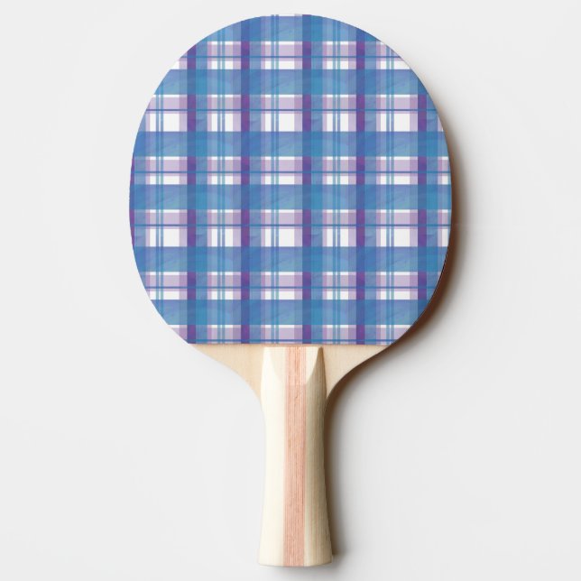 Madras Kariert Blau und Lila Tischtennis Schläger (Rückseite)
