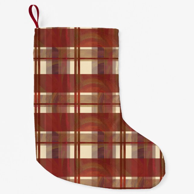 Madras Kariert Fall Red Kleiner Weihnachtsstrumpf (Vorderseite)