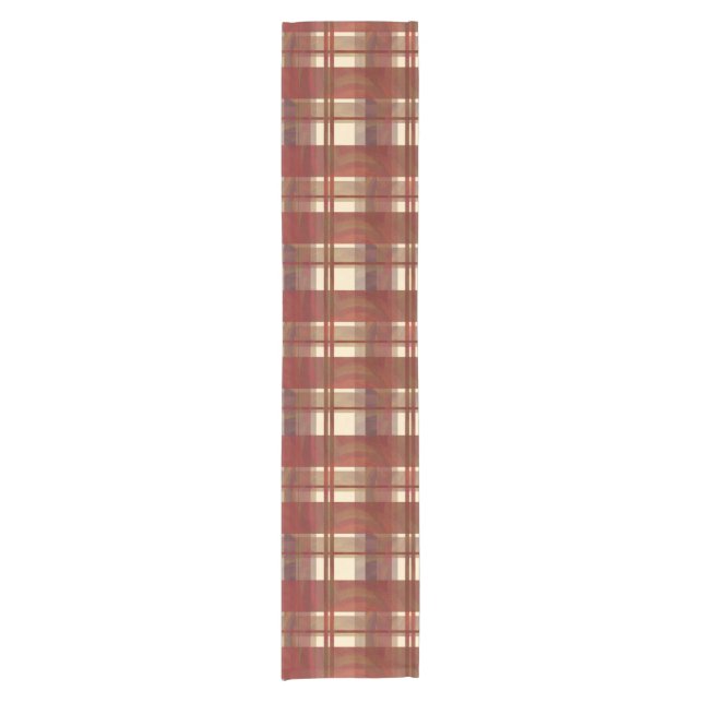 Madras Kariert Fall Red Kurzer Tischläufer (Vorderseite)