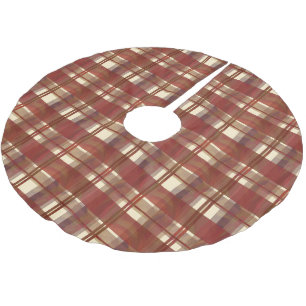 Madras Kariert Fall Red Polyester Weihnachtsbaumdecke