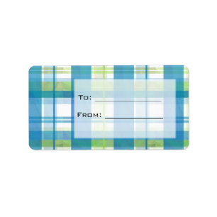 Madras Kariert Green und Blue Adressaufkleber