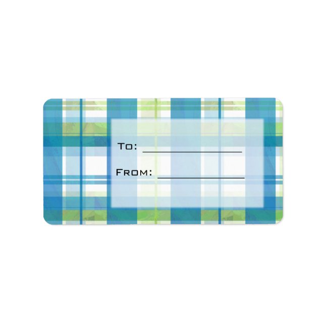 Madras Kariert Green und Blue Adressaufkleber (Vorne)