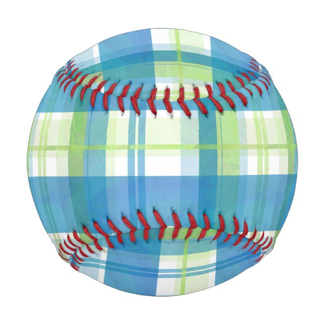 Madras Kariert Green und Blue Baseball (Vorderseite)