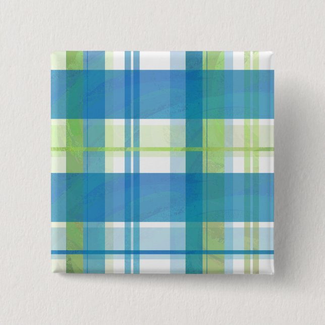 Madras Kariert Green und Blue Button (Vorderseite)