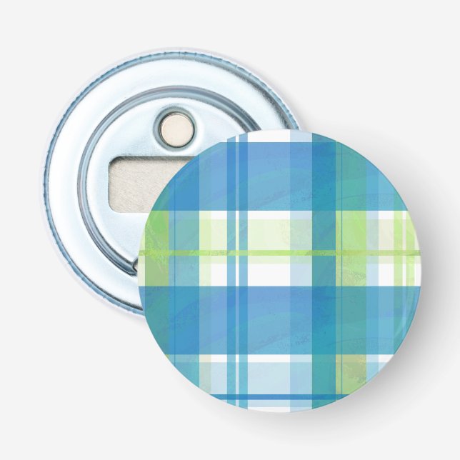 Madras Kariert Green und Blue Flaschenöffner (Vorderseite)
