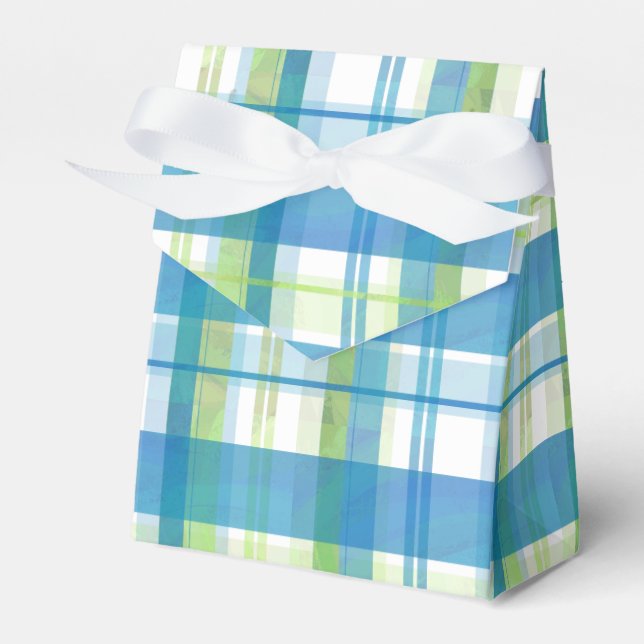 Madras Kariert Green und Blue Geschenkschachtel (Vorderseite)