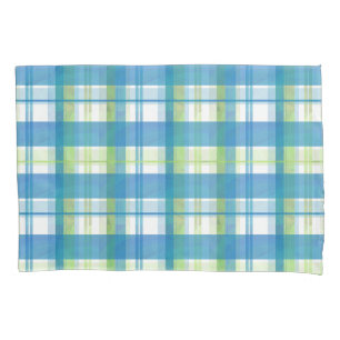 Madras Kariert Green und Blue Kissenbezug