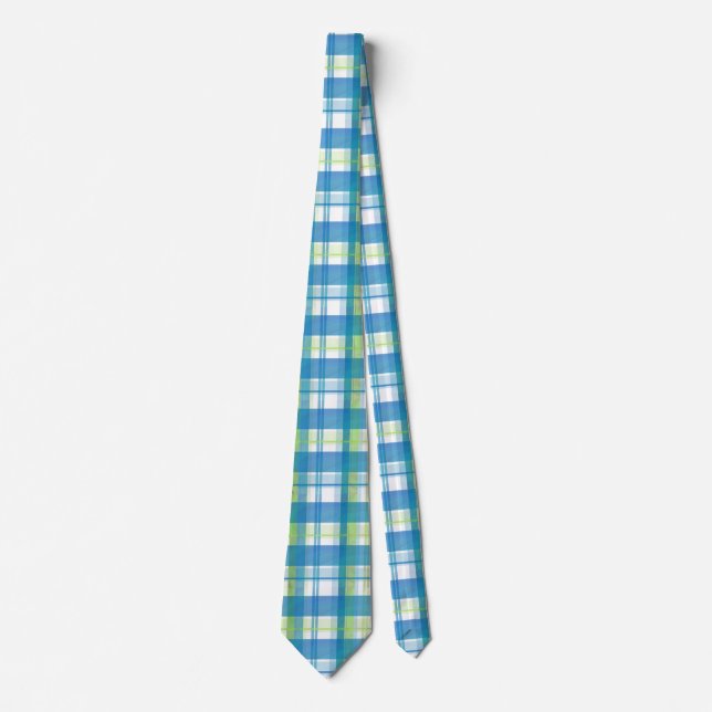 Madras Kariert Green und Blue Krawatte (Vorderseite)