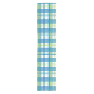 Madras Kariert Green und Blue Kurzer Tischläufer