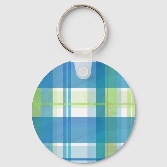 Madras Kariert Green und Blue Schlüsselanhänger (Vorderseite)