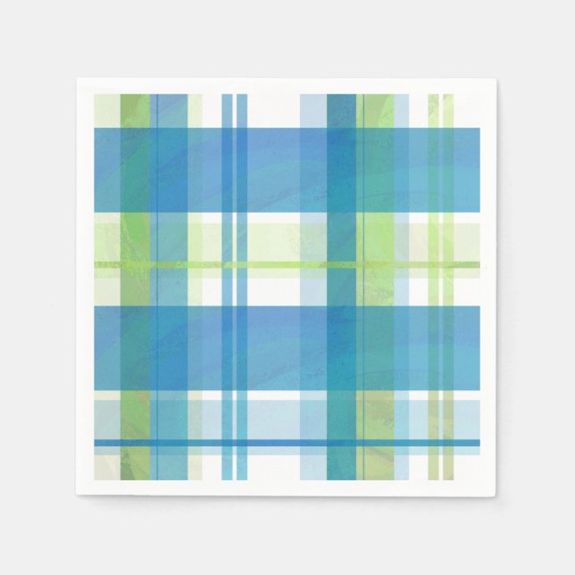 Madras Kariert Green und Blue Serviette (Vorderseite)