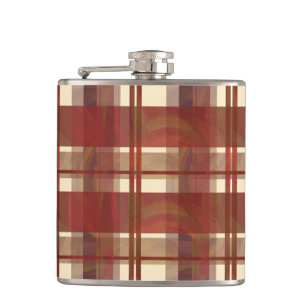 Madras-Kariert Herbstrot Flachmann