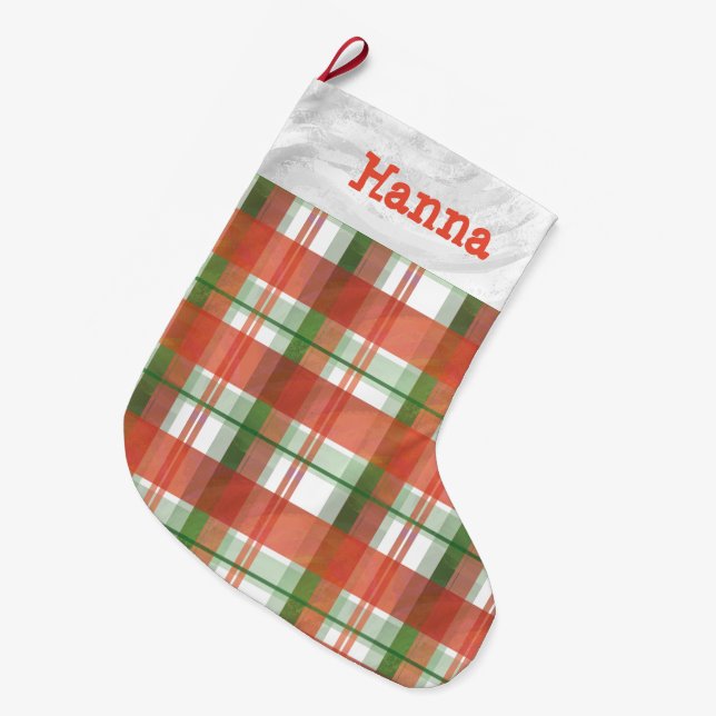 Madras Karierte Weihnachten Großer Weihnachtsstrumpf (Vorderansicht (hängend))