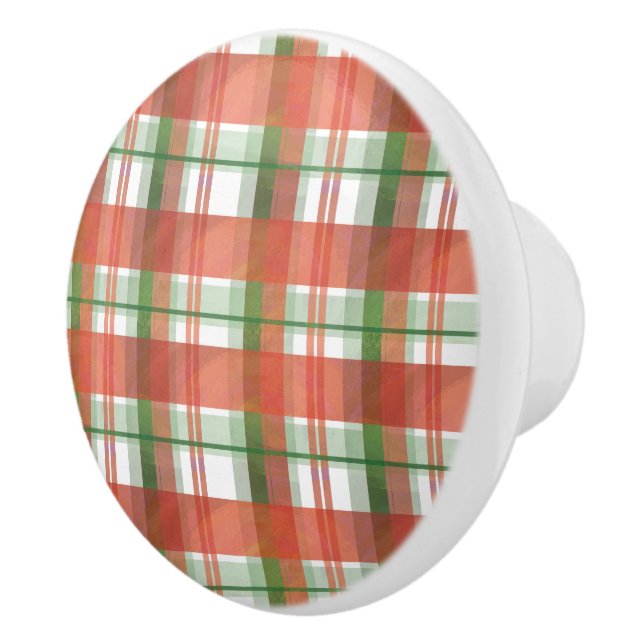 Madras Karierte Weihnachten Keramikknauf (Rechts)