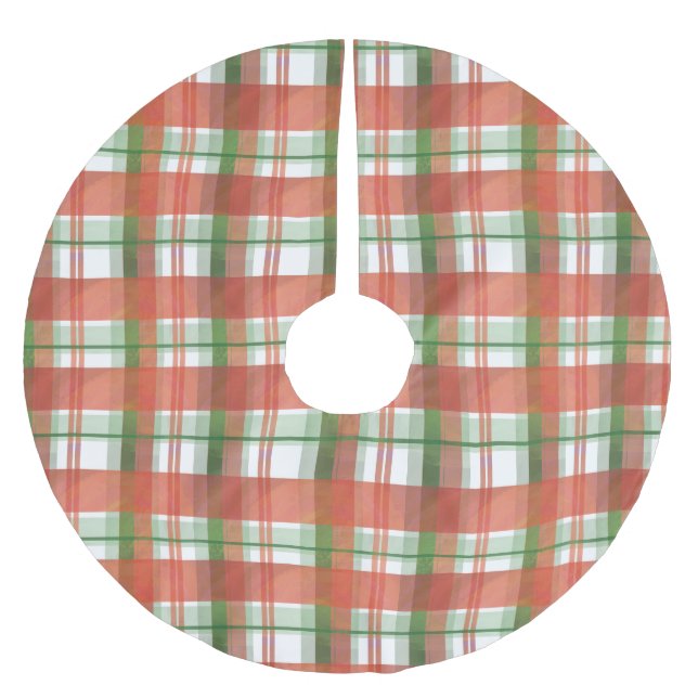 Madras Karierte Weihnachten Polyester Weihnachtsbaumdecke (Vorderseite)