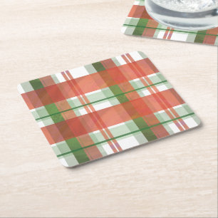 Madras Karierte Weihnachten Rechteckiger Pappuntersetzer