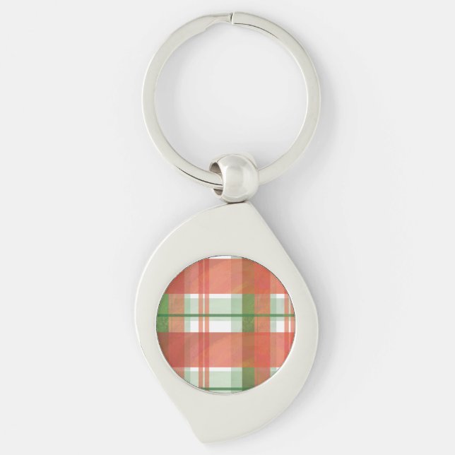 Madras Karierte Weihnachten Schlüsselanhänger (Vorderseite)