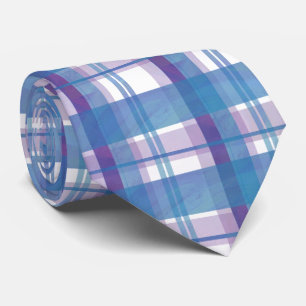 Madras Kariertes Blau und Lila Krawatte