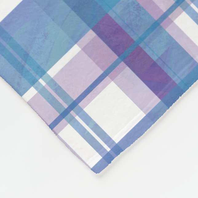 Madras-kariertes Blaues und lila Fleecedecke (Ecke)