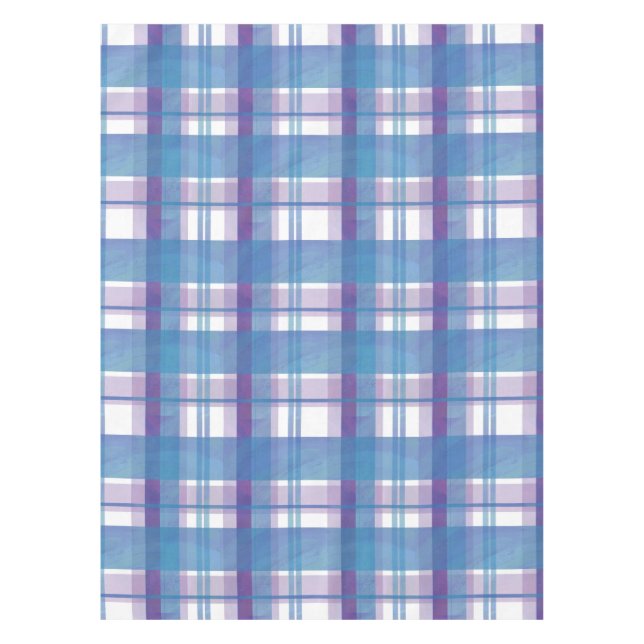 Madras-kariertes Blaues und lila Tischdecke (Vorderseite)