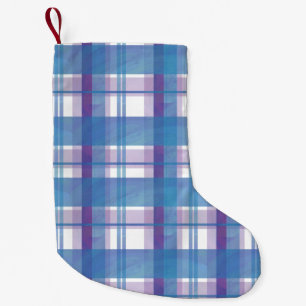 Madras-Karo Blau und Violett Kleiner Weihnachtsstrumpf