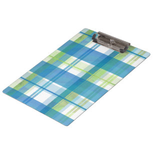 Madras-Karo Grün und Blau Klemmbrett