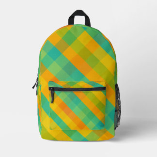 Madras Karo Revival - Citrus Diagonal Kariert Back Bedruckter Rucksack