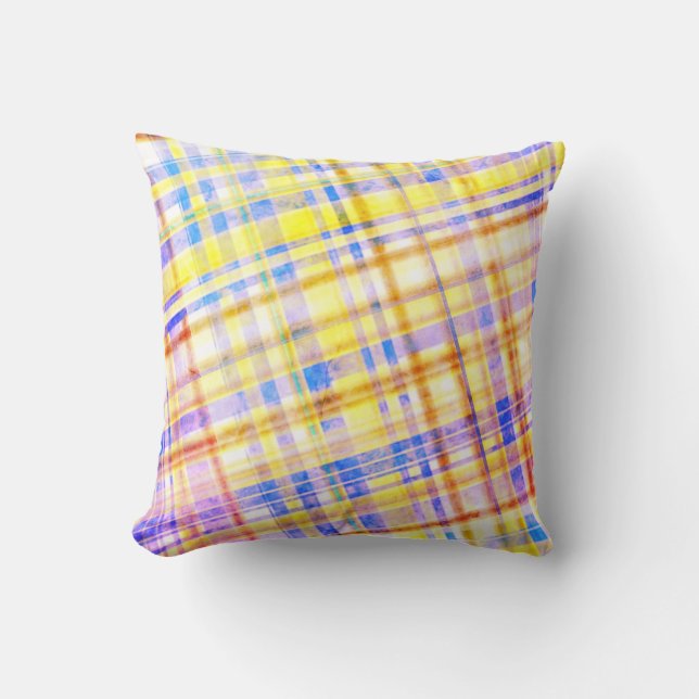 Madras-Karos in Regenbogen Kissen (Vorderseite)