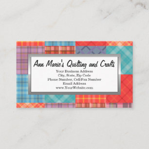 Madras Patchwork Bunte Quiltstickerei Näharbeiten Visitenkarte