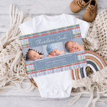 Madras Plaid Baby Faire-part de naissance
