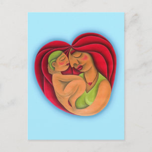 Madre y su hijo pintura óleo arte. Mama. Postkarte